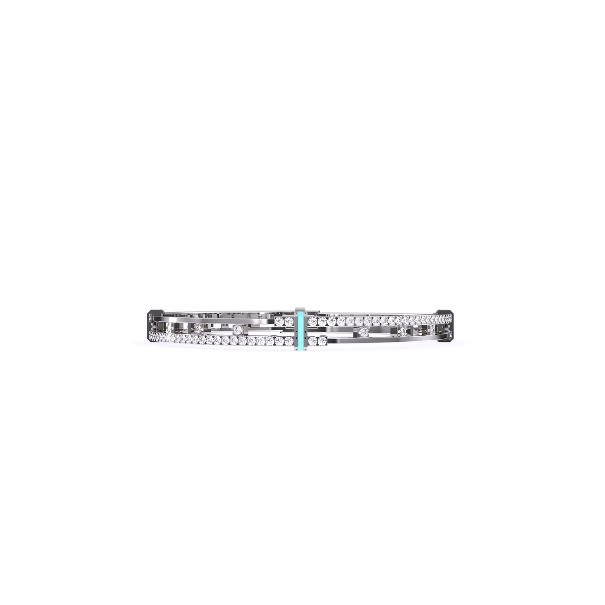 Stylish Round Diamond Two Row Bangle